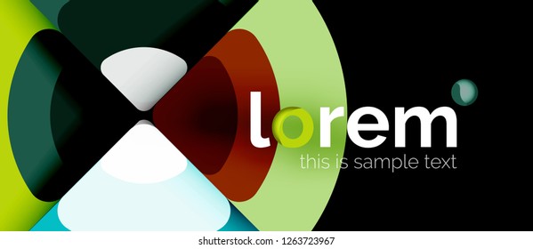 Kreise und Dreiecke, geometrischer abstrakter Hintergrund. Trendy abstrakte Layout-Vorlage für Geschäfts- oder Technologiepräsentation oder Web-Broschüre Titelbild, Bildschirmhintergrund. Vektorgrafik
