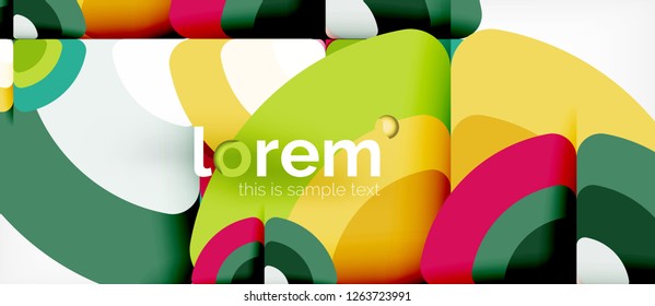 Círculos y triángulos de fondo abstracto geométrico. Plantilla de diseño abstracto de moda para presentación de negocios o tecnología o portada de folletos web, fondo de pantalla. Ilustración del vector