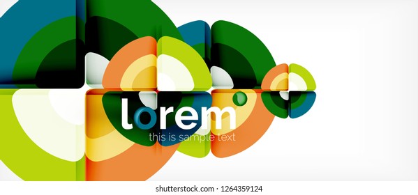 Círculos y triángulos de fondo abstracto geométrico. Plantilla de diseño abstracto de moda para presentación de negocios o tecnología o portada de folletos web, fondo de pantalla. Ilustración del vector