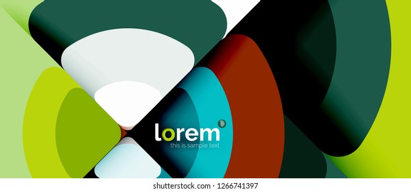 Círculos y triángulos de fondo abstracto geométrico. Plantilla de diseño abstracto de moda para presentación de negocios o tecnología o portada de folletos web, fondo de pantalla. Ilustración del vector