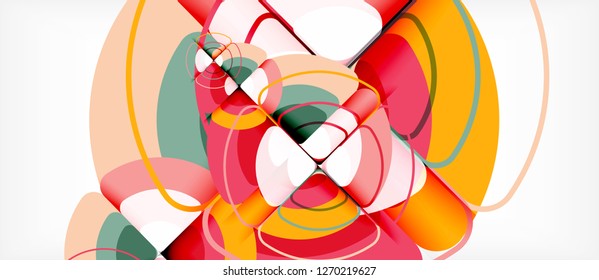 Kreise und Dreiecke, geometrischer abstrakter Hintergrund. Trendy abstrakte Layout-Vorlage für Geschäfts- oder Technologiepräsentation oder Web-Broschüre Titelbild, Bildschirmhintergrund. Vektorgrafik