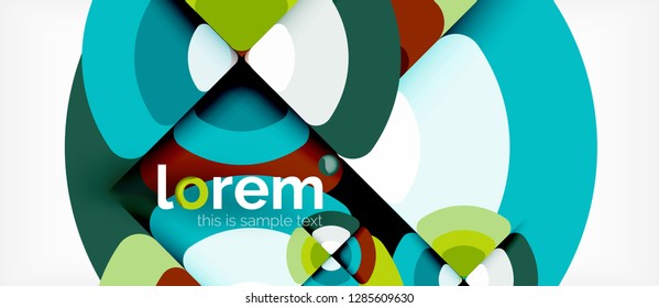 Círculos y triángulos de fondo abstracto geométrico. Plantilla de diseño abstracto de moda para presentación de negocios o tecnología o portada de folletos web, fondo de pantalla. Ilustración del vector