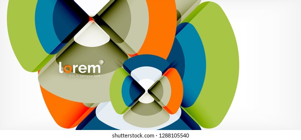 Círculos y triángulos de fondo abstracto geométrico. Plantilla de diseño abstracto de moda para presentación de negocios o tecnología o portada de folletos web, fondo de pantalla. Ilustración del vector