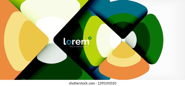 Kreise und Dreiecke, geometrischer abstrakter Hintergrund. Trendy abstrakte Layout-Vorlage für Geschäfts- oder Technologiepräsentation oder Web-Broschüre Titelbild, Bildschirmhintergrund. Vektorgrafik