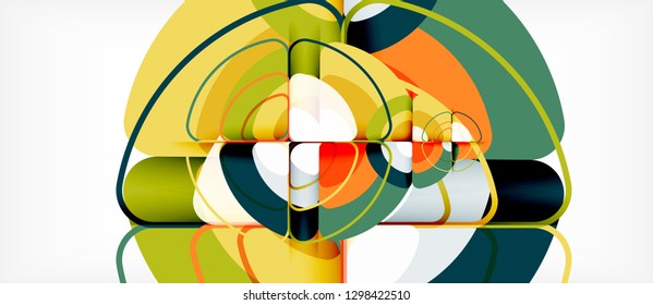 Círculos y triángulos de fondo abstracto geométrico. Plantilla de diseño abstracto de moda para presentación de negocios o tecnología o portada de folletos web, fondo de pantalla. Ilustración del vector