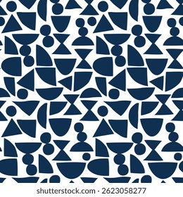 Circles, triangles, semi-circles, and hourglass figures, arranged in a seemingly random yet balanced composition.