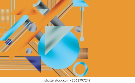 Circles, triangles, squares, rings and lines with shadow effect