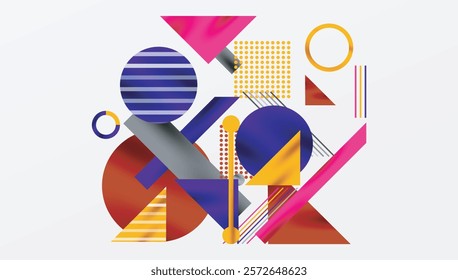 Circles, triangles, squares, rings and lines with shadow effect
