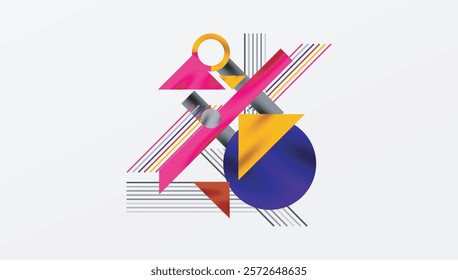 Circles, triangles, squares, rings and lines with shadow effect