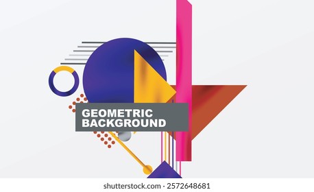 Circles, triangles, squares, rings and lines with shadow effect