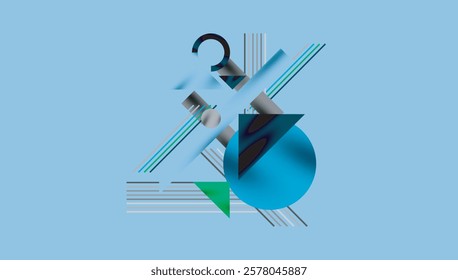 Circles, triangles, squares, rings and lines with shadow effect