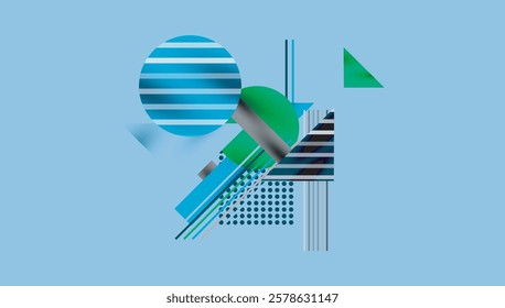 Circles, triangles, squares, rings and lines with shadow effect