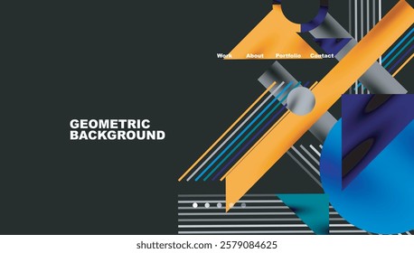 Circles, triangles, squares, rings and lines with shadow effect