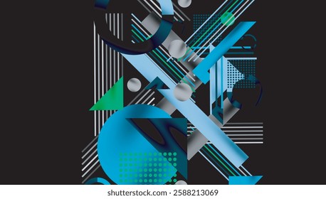 Circles, triangles, squares, rings and lines with shadow effect