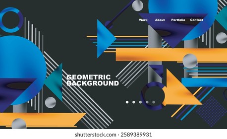 Circles, triangles, squares, rings and lines with shadow effect