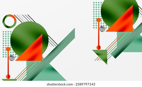 Circles, triangles, squares, rings and lines with shadow effect