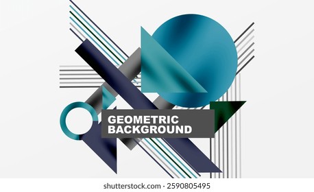 Circles, triangles, squares, rings and lines with shadow effect
