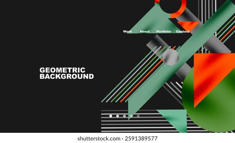 Circles, triangles, squares, rings and lines with shadow effect