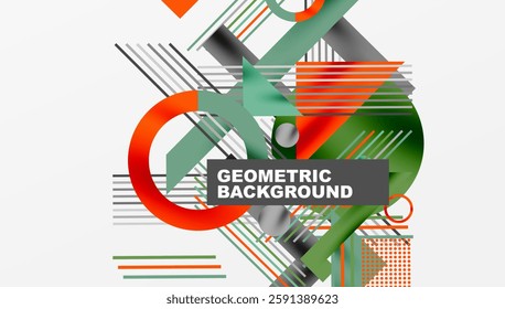 Circles, triangles, squares, rings and lines with shadow effect