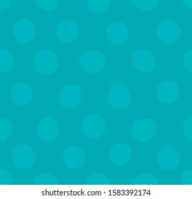Circles. Turquoise seamless pattern. Vector illustration with dry brush effect.