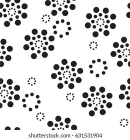 Circles of various diamonds abstract seamless pattern, stylized flowers. Modern stylish texture. Monochrome  graphic design.

