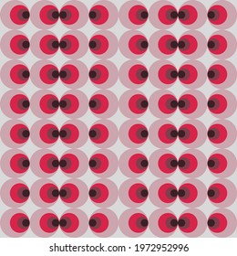 Circles in various shades and sizes, simple geometric design in light to dark red shades. Seamless repeatable vector pattern.