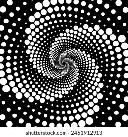 Circles of varying sizes make up a white vortex pattern.
