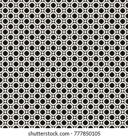 Circles vector seamless pattern. Abstract geometric texture with small dots, circular grid, mesh, lattice. Simple monochrome dotted background. Stylish repeat design for decor, prints, fabric, textile