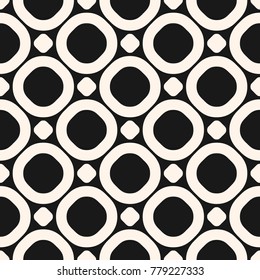Circles vector seamless pattern. Abstract geometric texture with big dots, circular grid, mesh, lattice. Simple monochrome dotted background. Stylish repeat design for decor, prints, fabric, textile