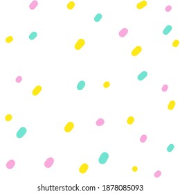 Circles vector seamless pattern. Retro hand drawn circle shapes background. Watercolor colorful grunge stains. Colored with polka dots.