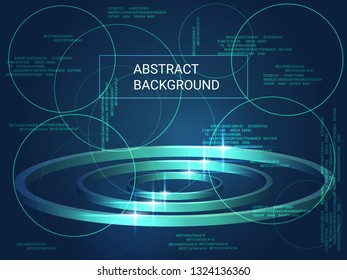 Circles volume sparkle on background. Modern geometric background. Abstract composition. 3D vector illustration . Green three-dimensional circles in space.