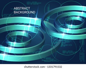 Circles volume sparkle on background. Futuristic geometric background. Abstract composition. 3D vector illustration . Green three-dimensional circles in space.