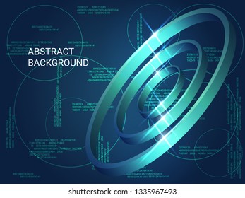 Circles volume sparkle on background. Creative geometric background. Abstract composition. 3D vector illustration . Green three-dimensional circles in space.