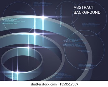 Circles volume sparkle on background. 3D vector illustration . Minimal geometric background. Abstract composition. Shiny three-dimensional circles in space.