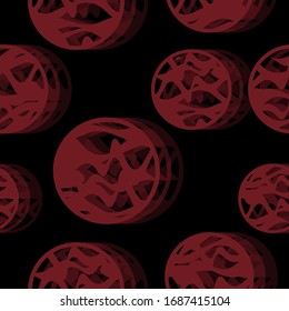 Circles with waves inscribed in them. Seamless pattern, vector. Cover design, background, fabric pattern, 