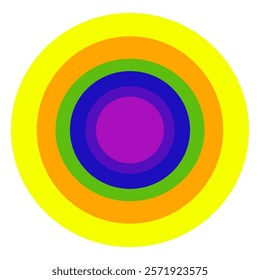 The circles of yellow, green, orange, blue, purple, and pink are arranged in a large to small size. They are used to create various designs.