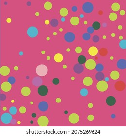 Círculos Fondo Amarillo Arcoiris Púrpura Multicolor. Los Niños De Color Juegan Tejido Turquesa Rojo Pastel. Colorido Juego Azul Índigo Ilustración Oscura. Los Puntos De Polka De Los Niños De Color Rosa Se Mezclan Con La Impresión Verde.