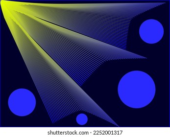 Circles and yellowish lines in blue environment