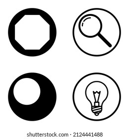 Circles1-2 Flat Icon Set Isolated On White Background