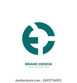 Diseño de logotipo de monograma abstracto de letra CE en forma de círculo con elegancia mínima, geometría moderna y marca profesional.