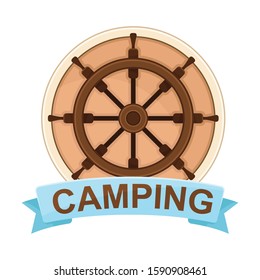 Circle-shaped Exploration and Camping Label Vector Design Isolated on White Background