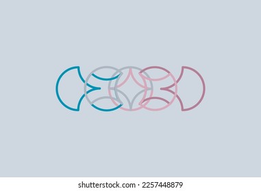 Circle-shaped graphic design with color combinations.