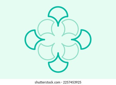 Circle-shaped graphic design with color combinations.