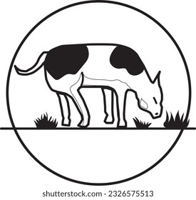 circling the herd in the meadow, Agribusiness industry concept with a flat, line art icon.