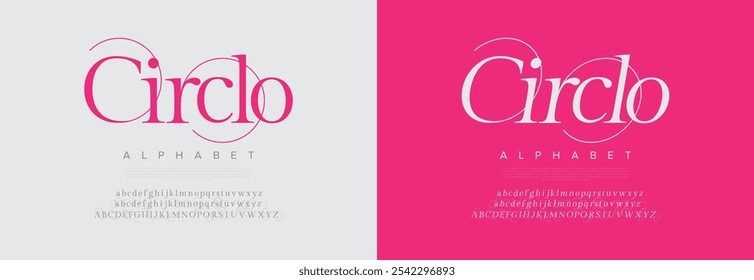 Circlo tipografia beleza moda elegante minimalista serif italic fontes decorativo casamento vintage retro logos. Logotipo de fonte de luxo mínimo alfabeto. Ilustração vetorial