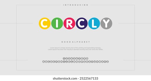 Circly Modern minimal abstract alphabet fonts. Typography colorful creative font. vector illustration