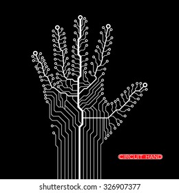 Circuit abstract hand. Vector illustration. Eps 10