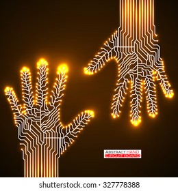 Circuit abstract hands. Vector illustration. Eps 10