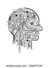 Circuit abstract human head vector background