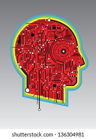 Circuit abstract human head vector background